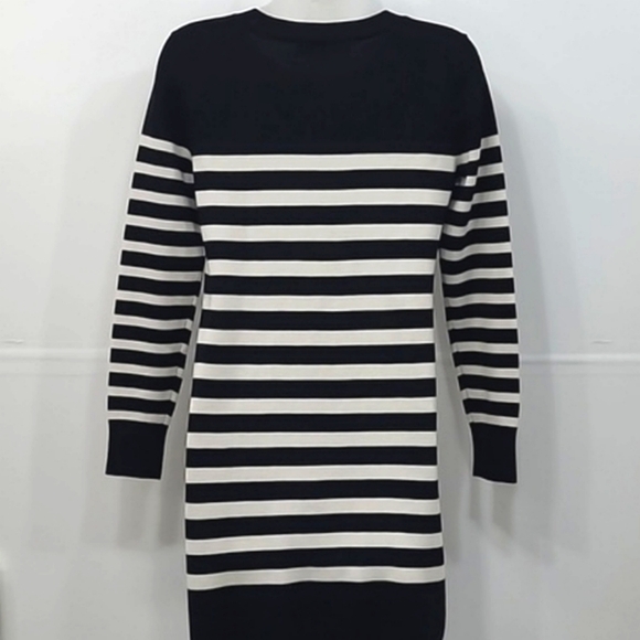 LOFT Petites Midi Sheath Knit Sweater Dress Striped Long Sleeve Boatneck Tunic - Picture 6 of 17